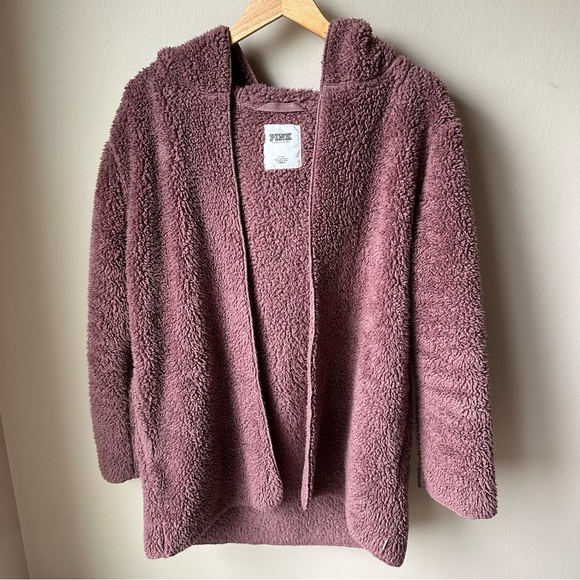 PINK Victoria’s Secret open front sherpa teddy cardigan - Picture 2 of 9